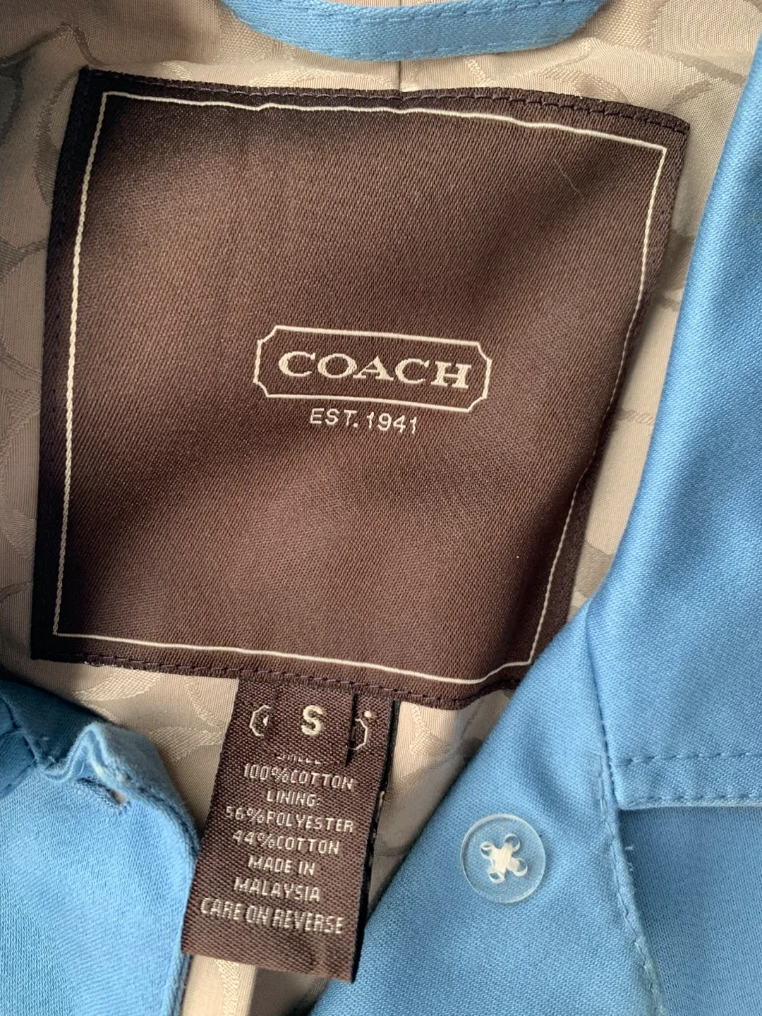 Coach Light Blue Cotton Jacket - Size S image indicator(2)