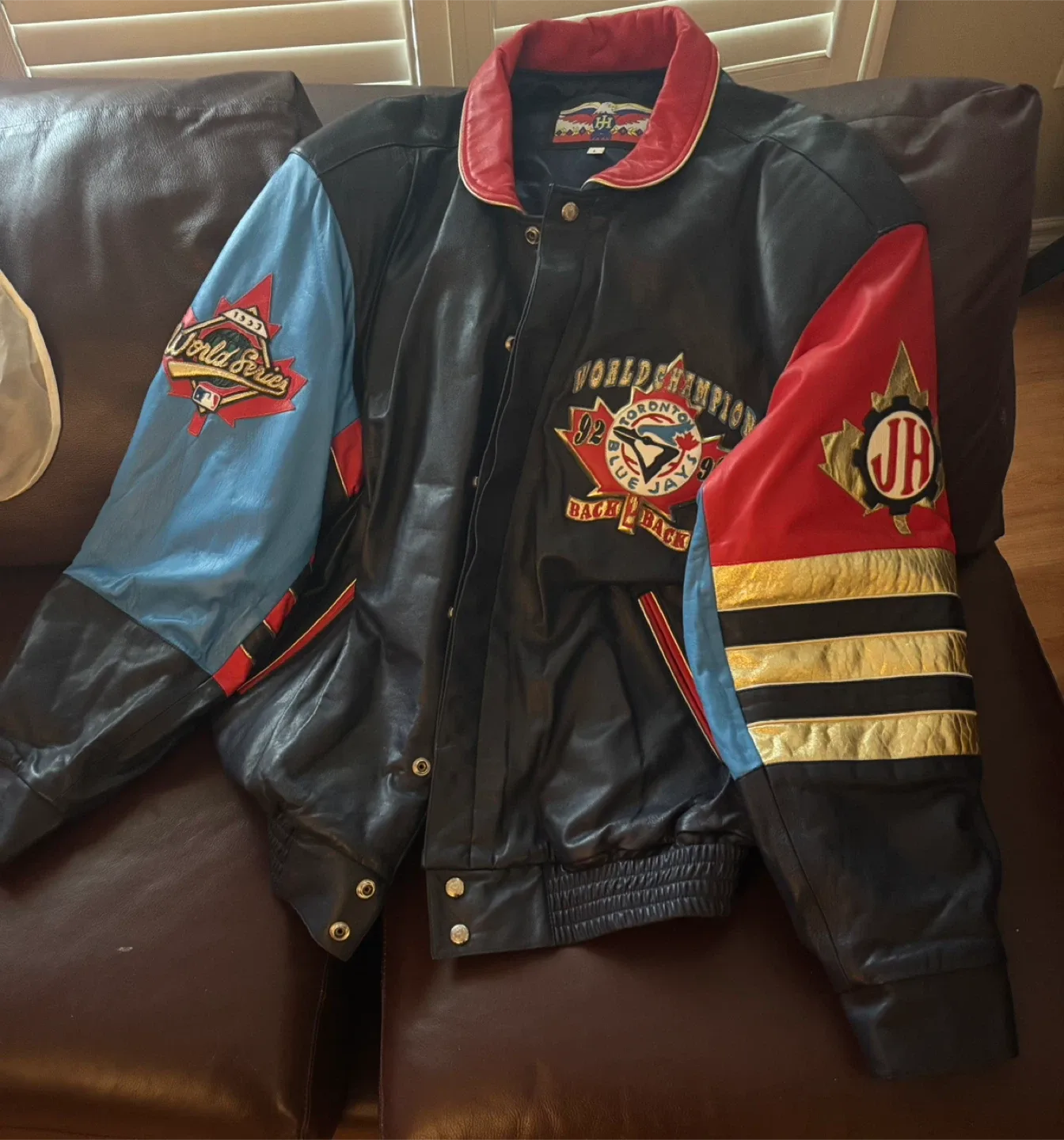 Toronto Blue Jays 1992/93 World Series Leather Jacket image indicator(2)