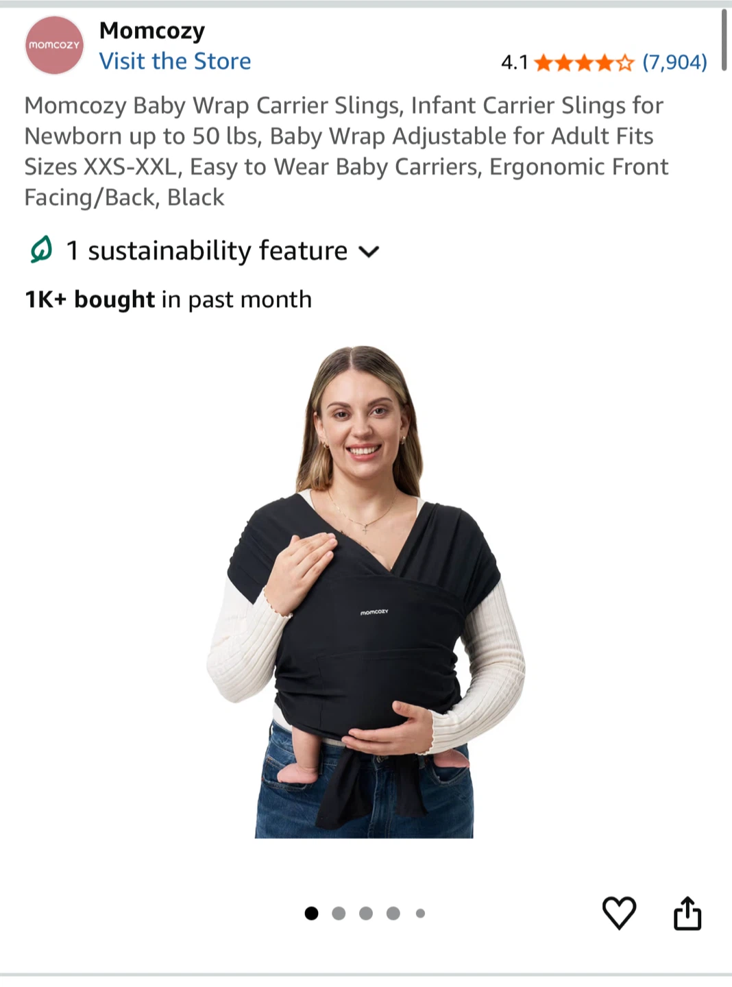 Momcozy Baby Wrap Carrier Sling - Black