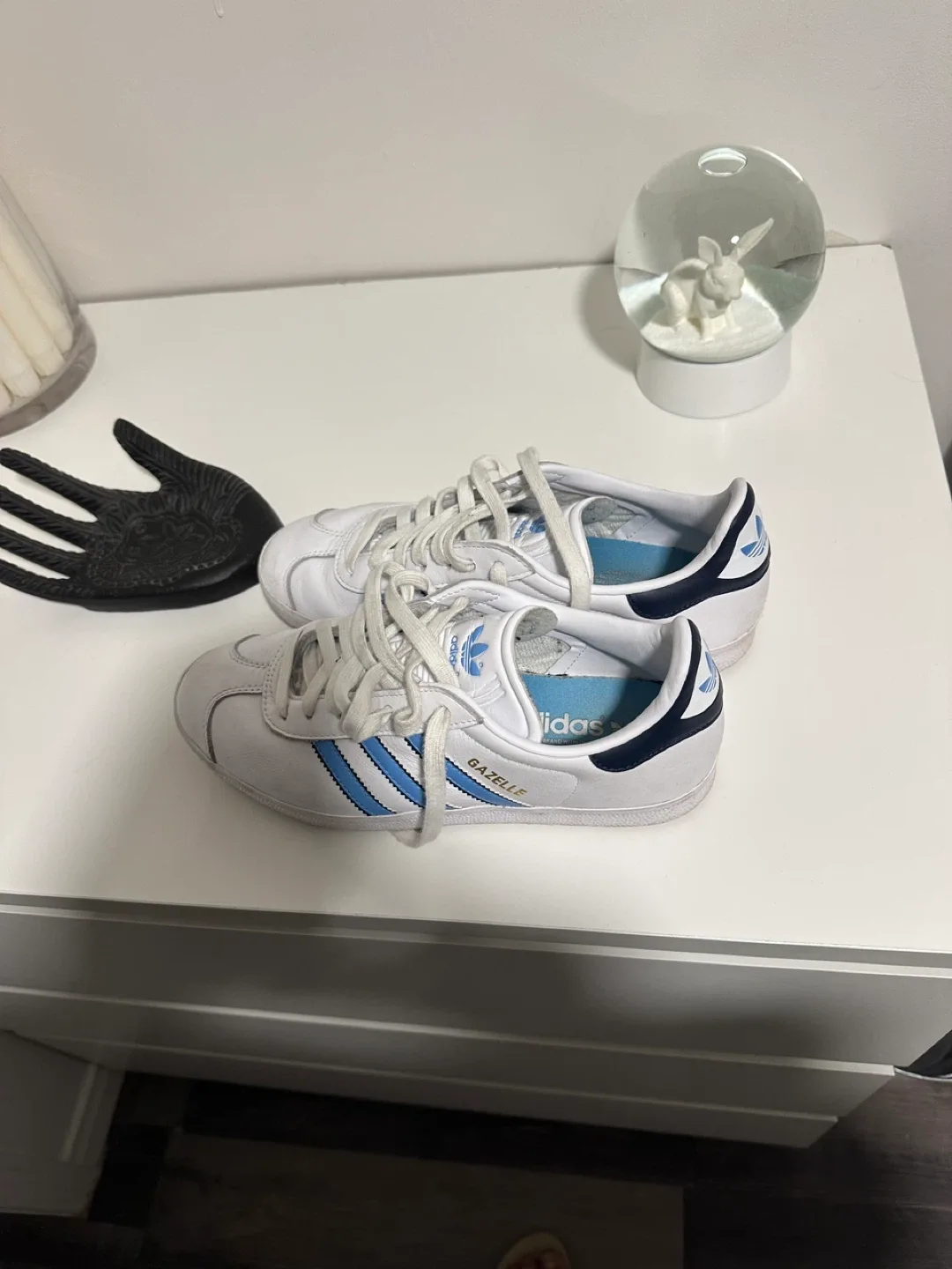 Adidas Gazelle White/Blue, Size 7 US image indicator(3)