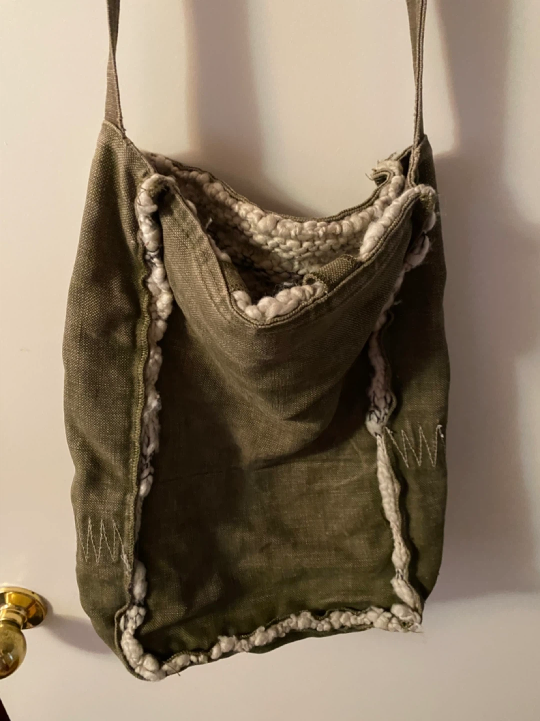 Olive Green Canvas Shoulder Bag