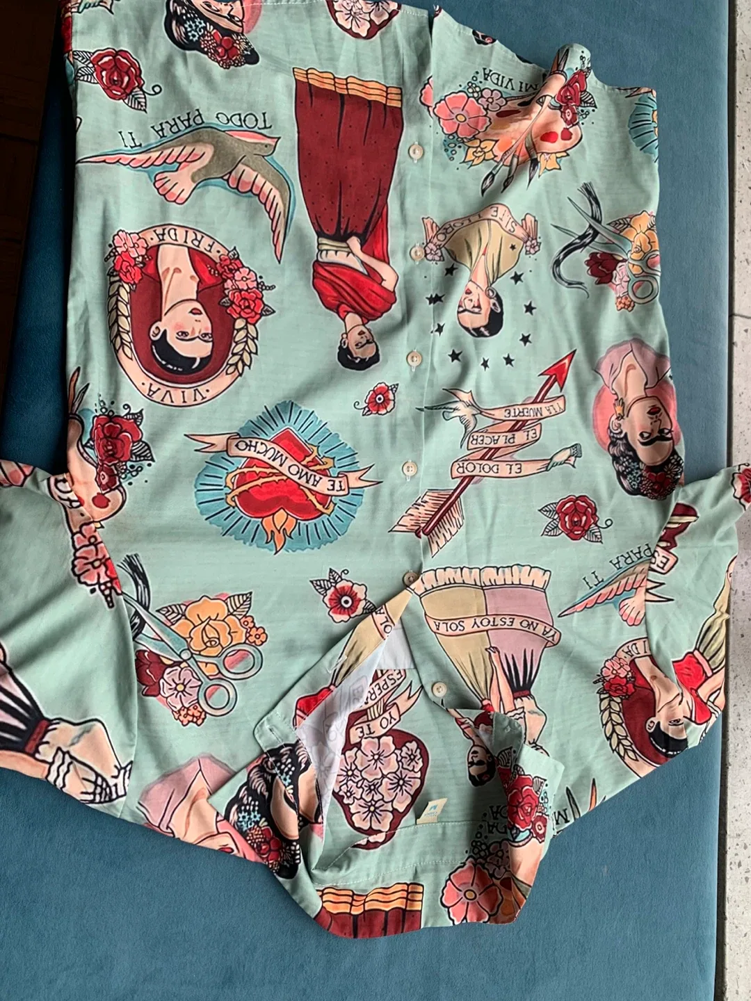 Frida Kahlo Print Button-Up Shirt