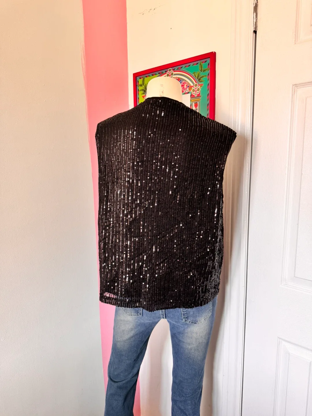 Black Sequin Sleeveless Top image indicator(3)