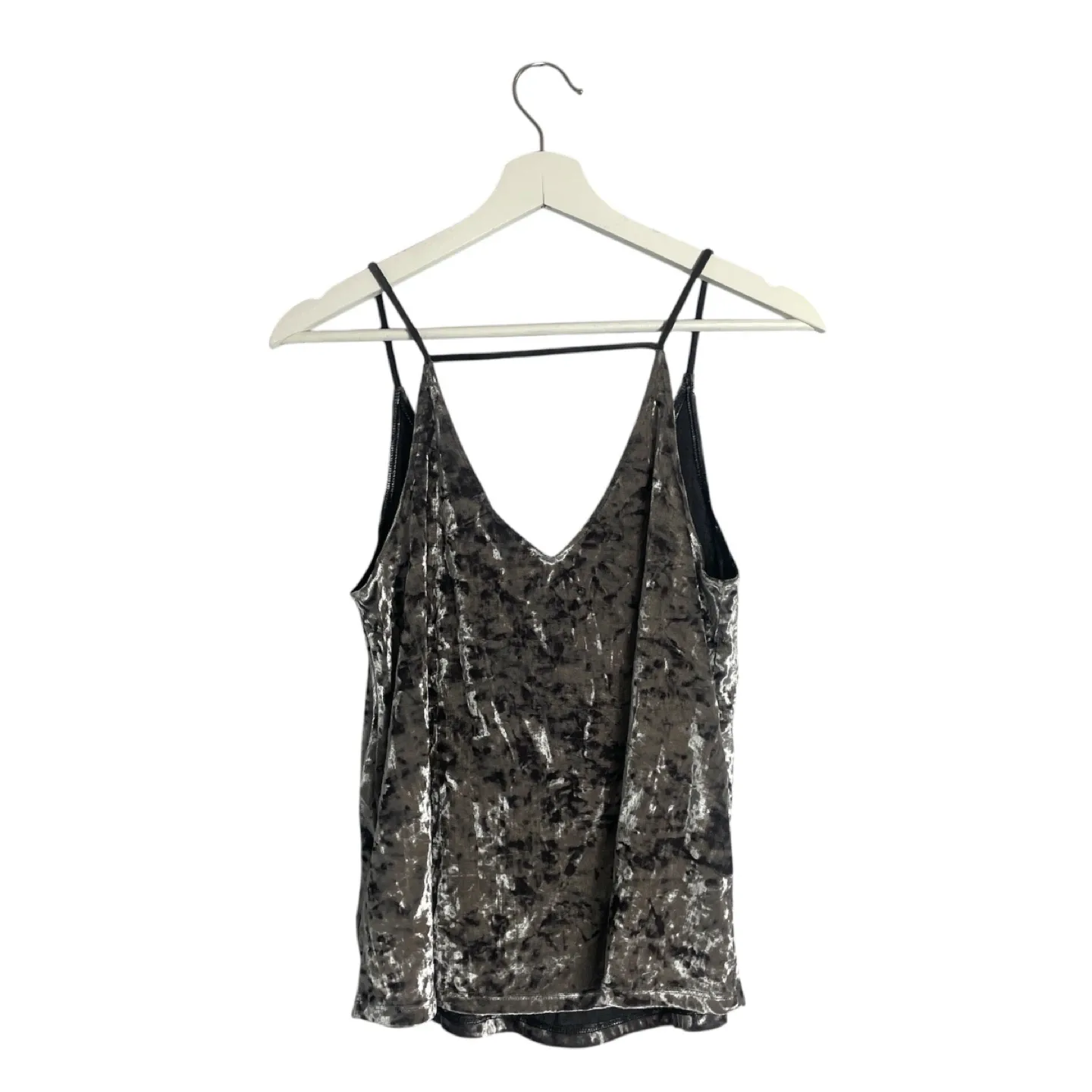 American Eagle AEO Silver Gray Crushed Velvet Tank Top Size M image indicator(3)