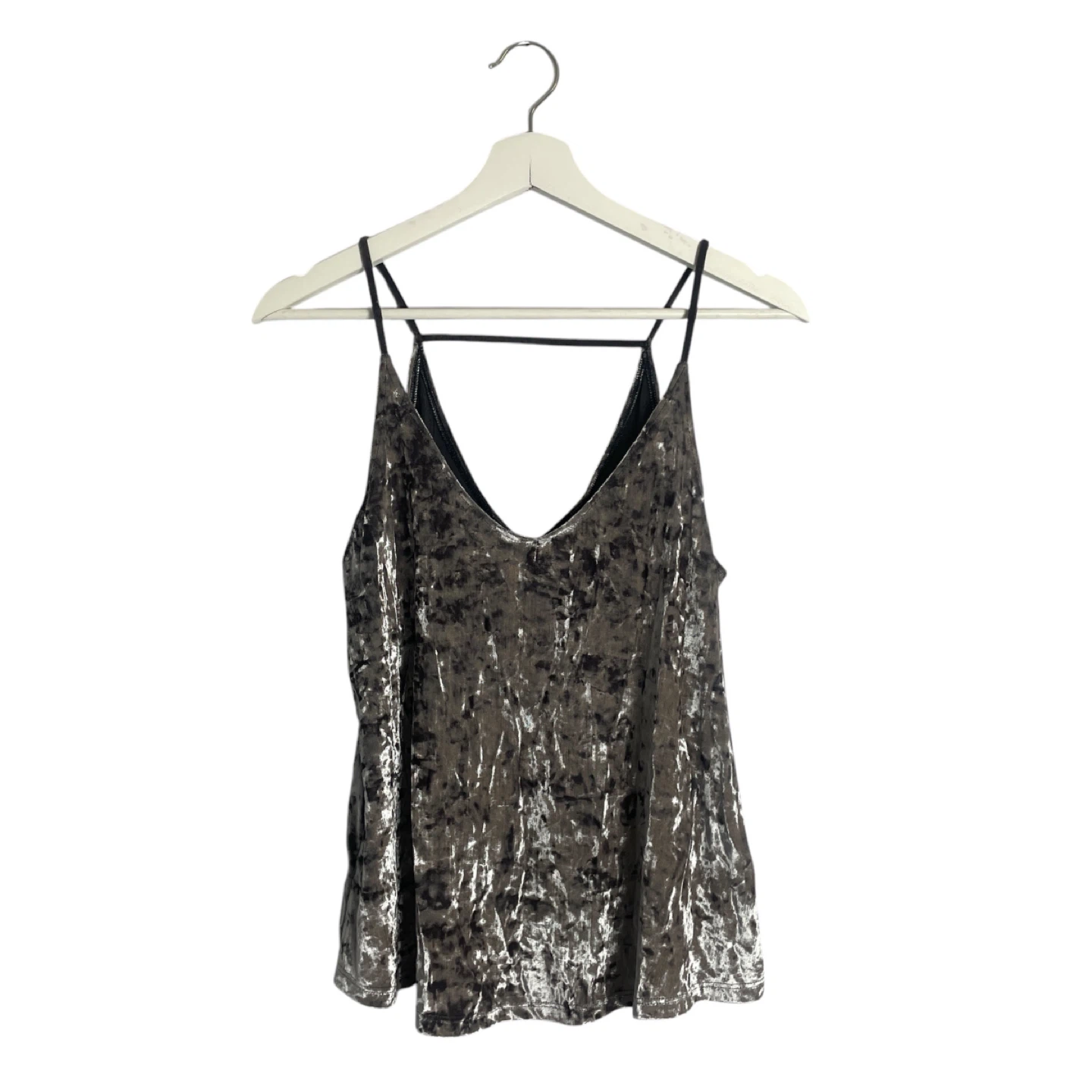 American Eagle AEO Silver Gray Crushed Velvet Tank Top Size M - photo 2