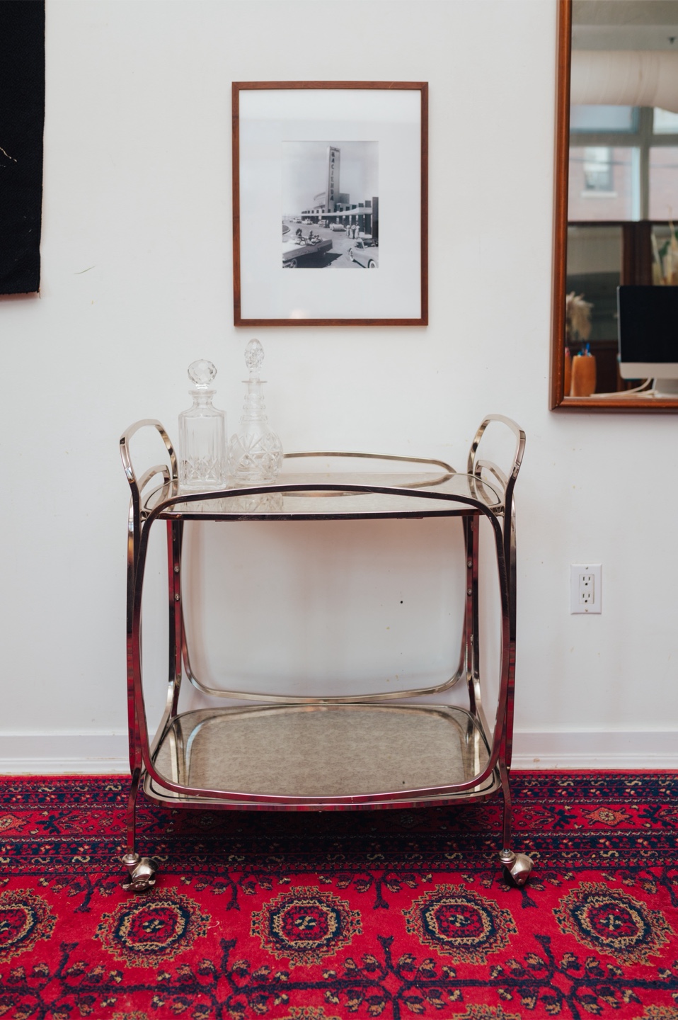 West Elm Bar Cart with Antiqued Mirror - photo 4