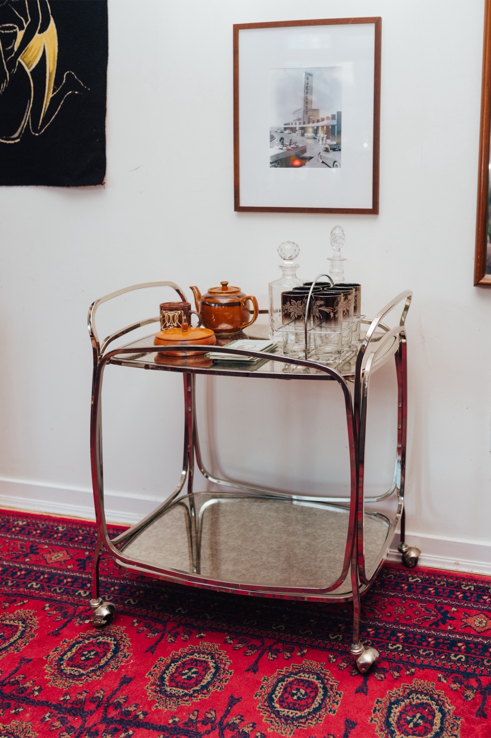 West Elm Bar Cart with Antiqued Mirror