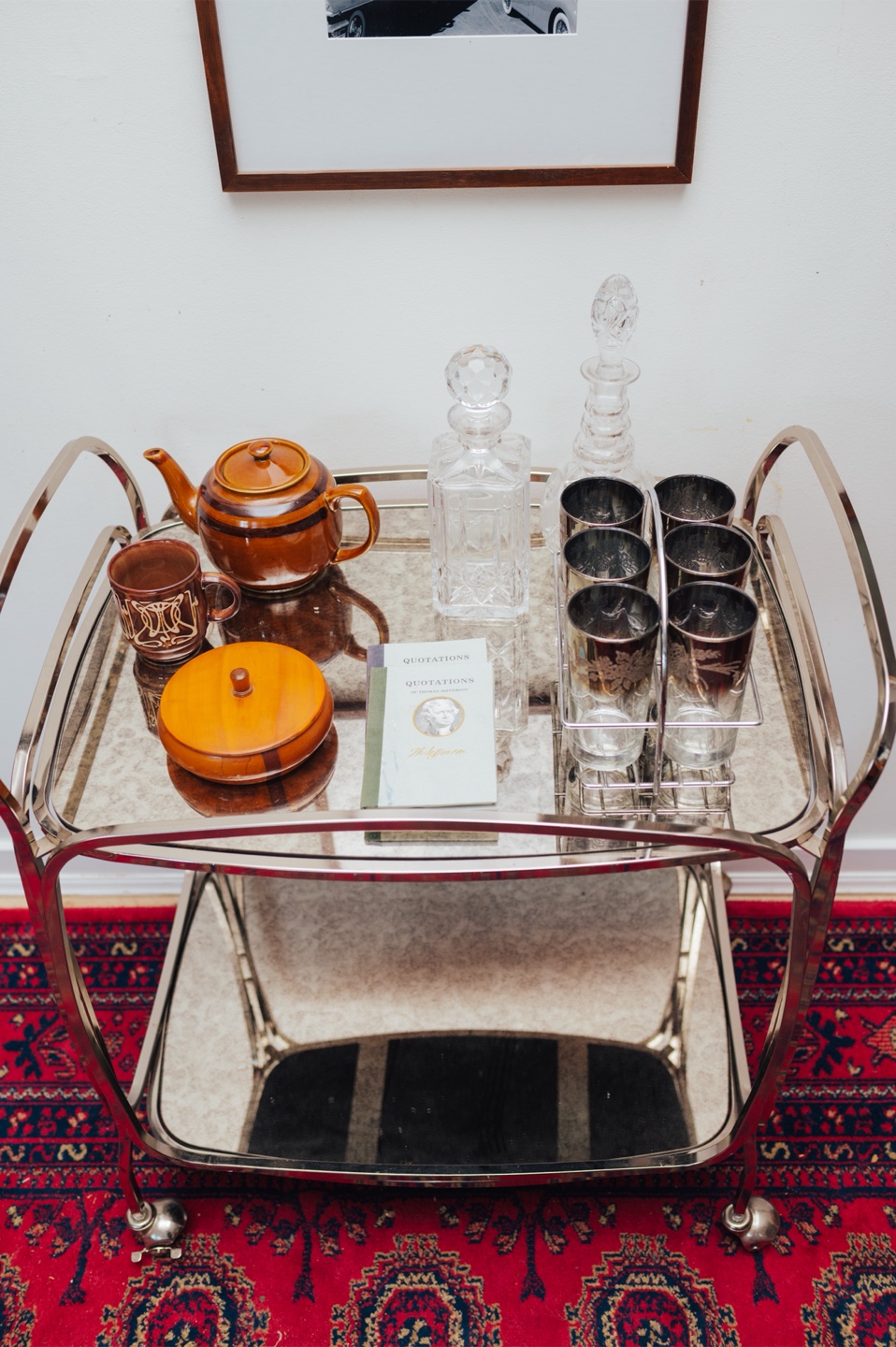 West Elm Bar Cart with Antiqued Mirror - photo 2