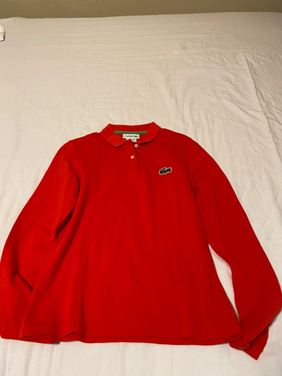 Lacoste Red Long Sleeve Polo For 16 Yr Girls- Size 16