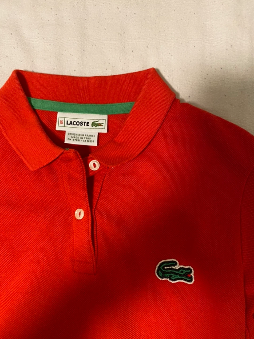 Lacoste Red Long Sleeve Polo For 16 Yr Girls- Size 16 - photo 2