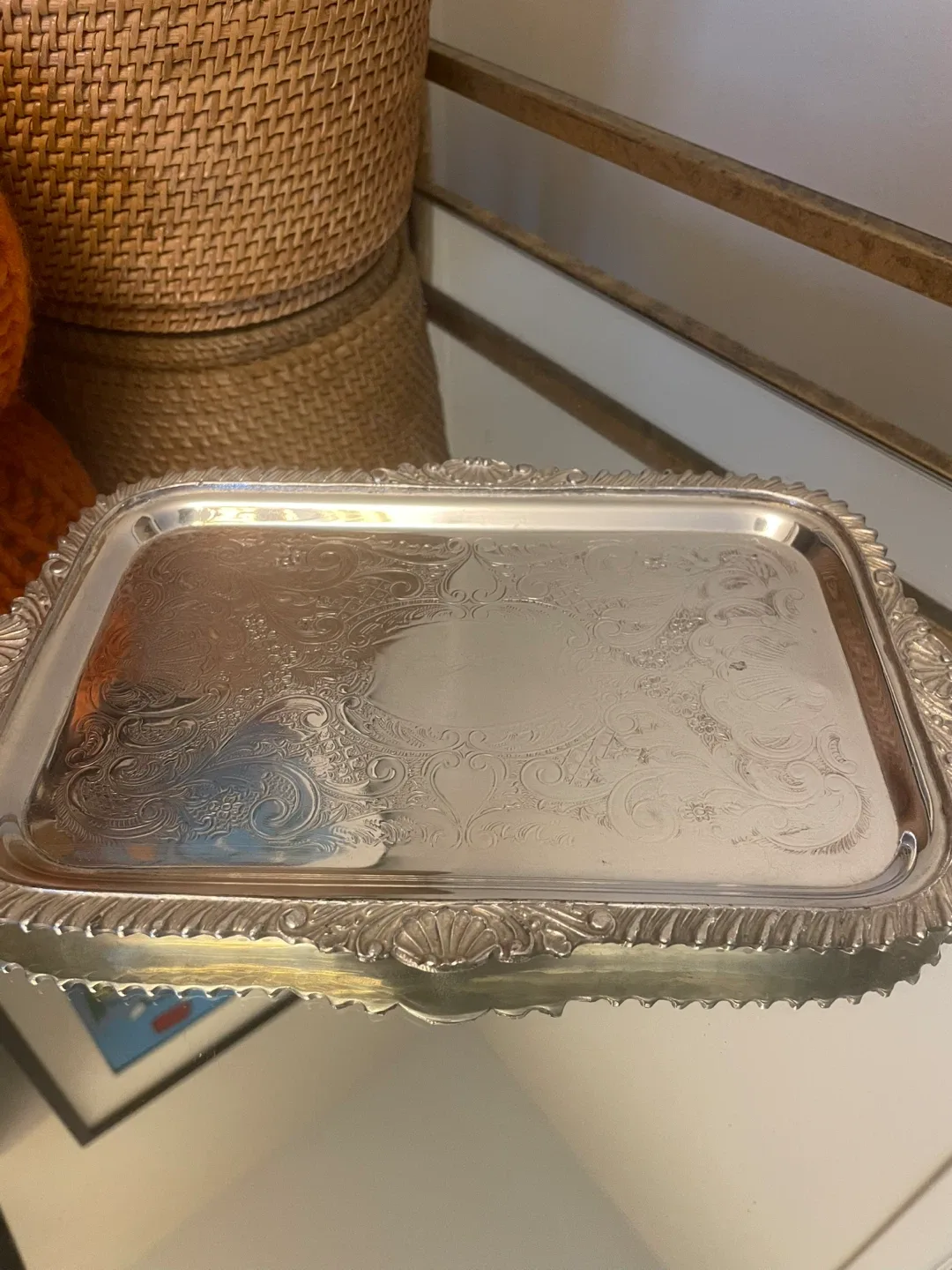 Silver Plate Old English Reproduction E.P. on Copper Tray image indicator(2)