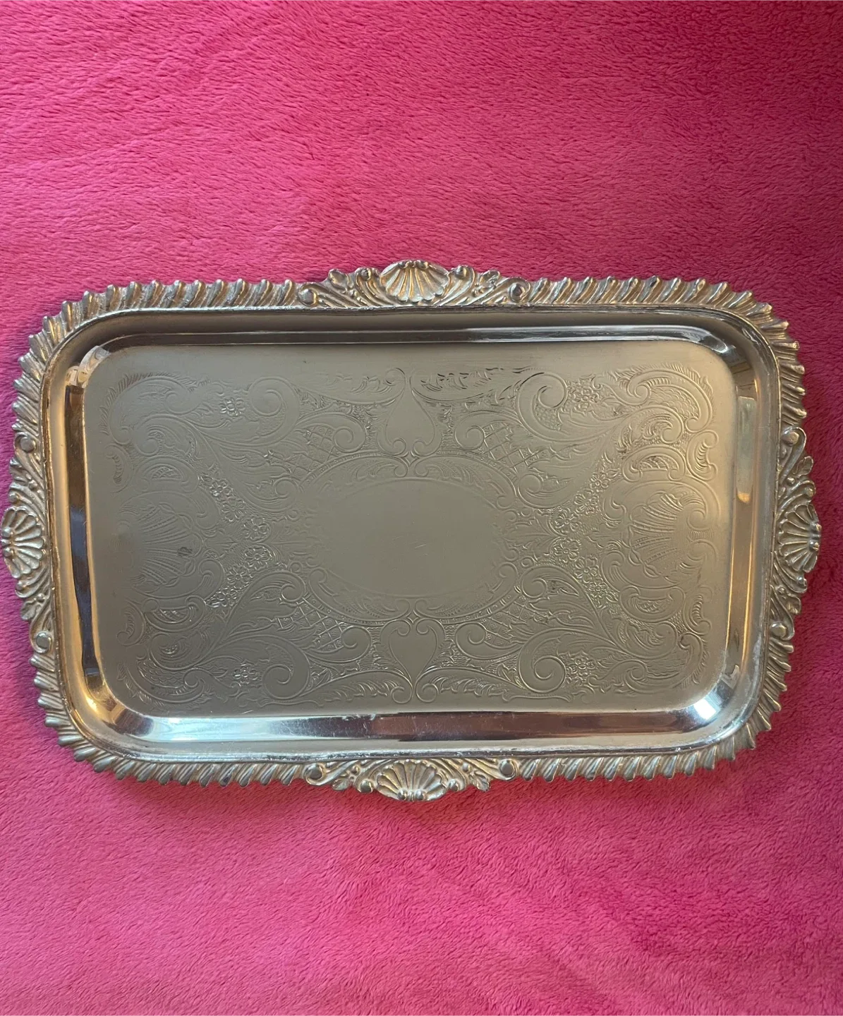 Silver Plate Old English Reproduction E.P. on Copper Tray thumbnail