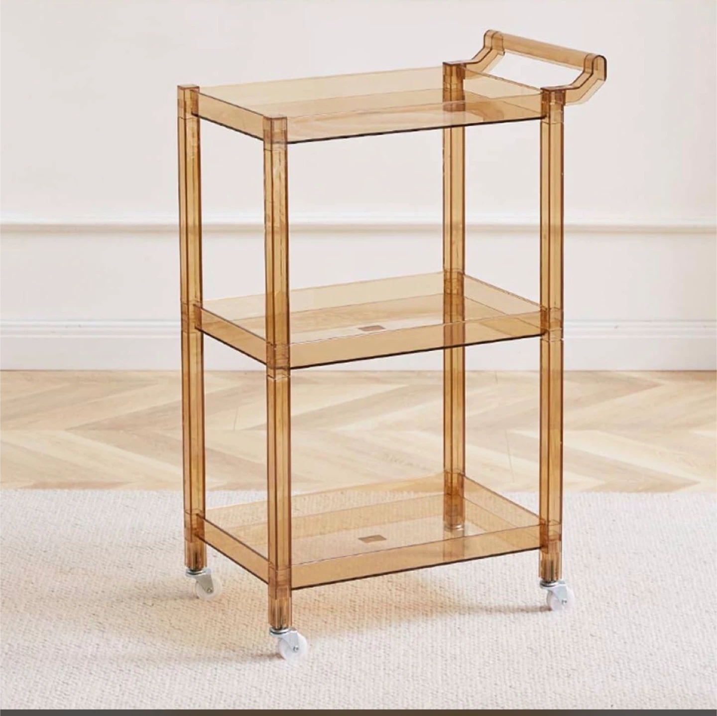 Acrylic Bar Cart/Tea Cart on Wheels - Brown