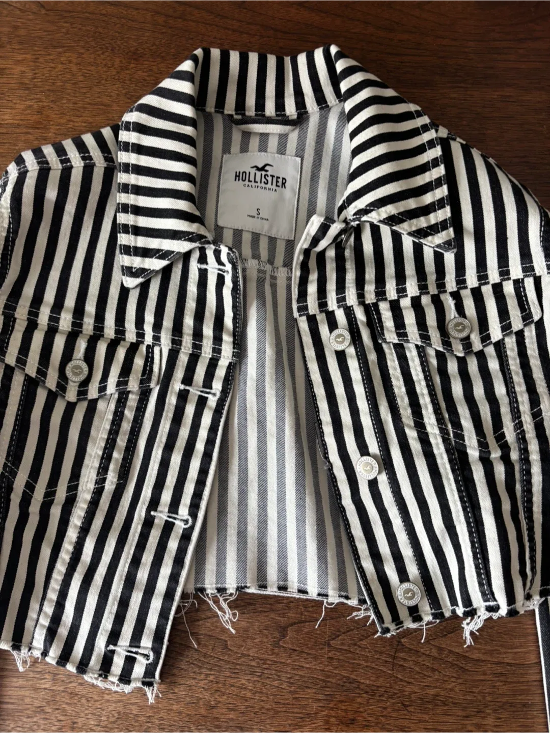Hollister Striped Denim Jacket - Size Small image indicator(3)