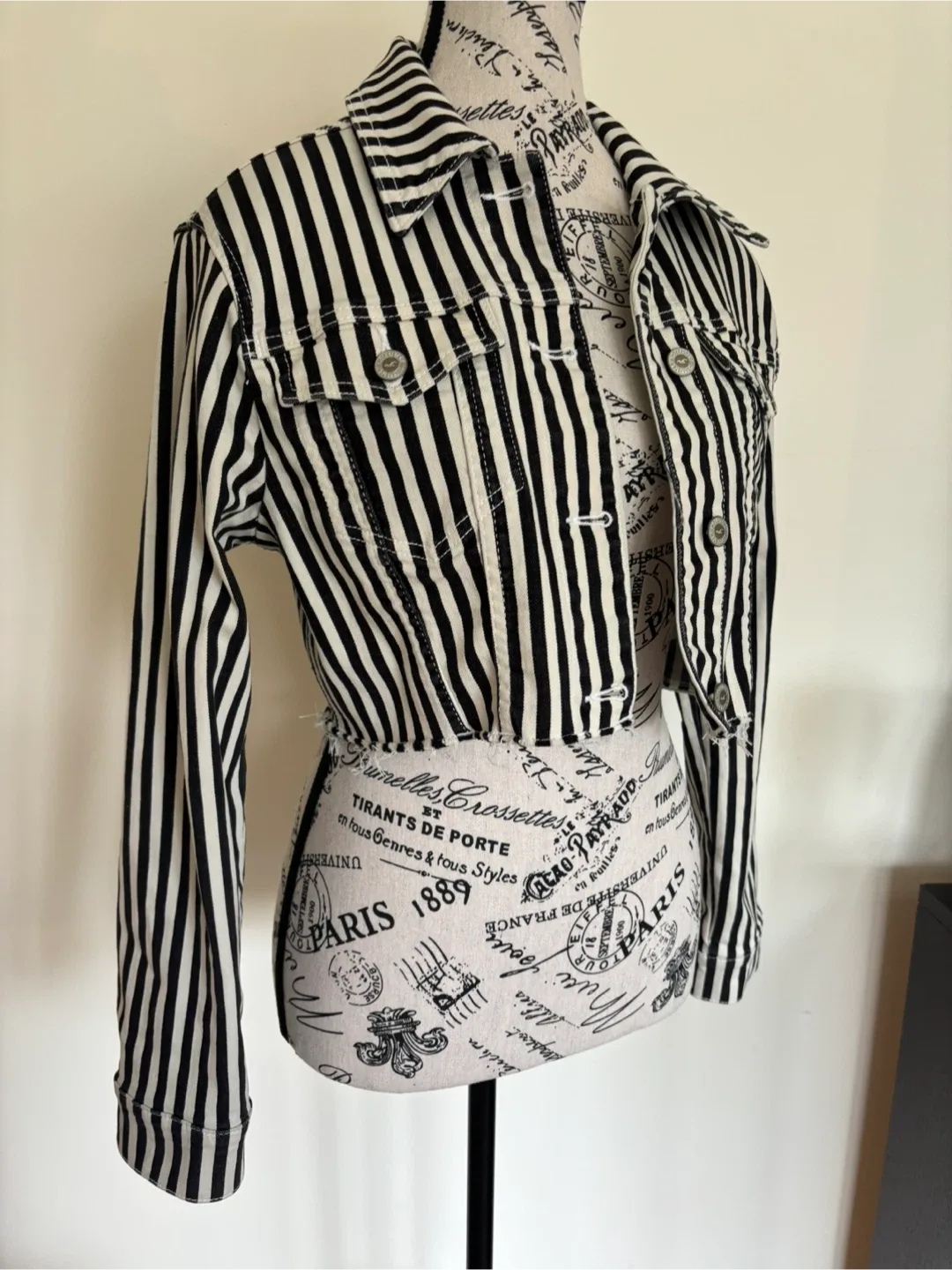 Hollister Striped Denim Jacket - Size Small image indicator(9)