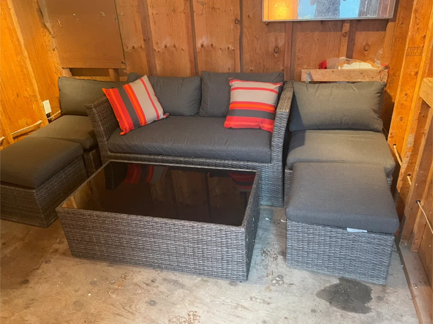 Wicker Outdoor Patio Set - Sofa, Ottomans, Table image indicator(2)