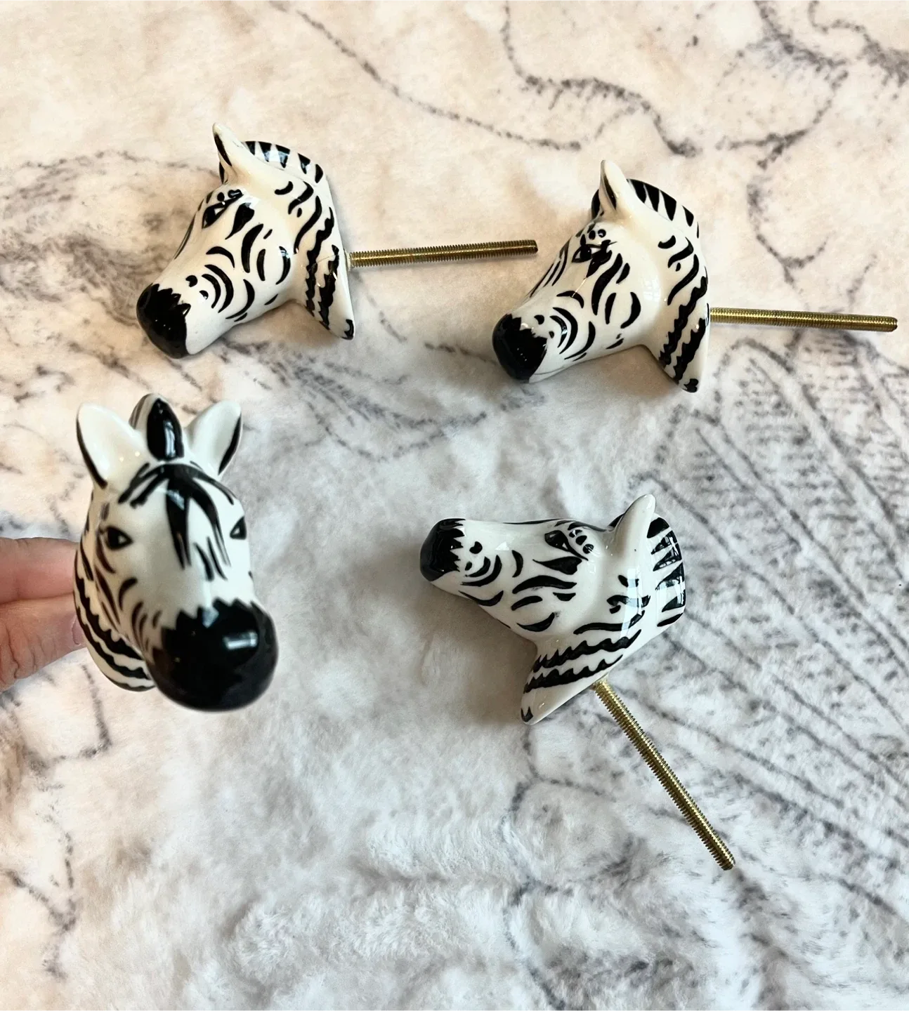 Set of 4 Zara Home Zebra Cabinet Knobs – Ceramic thumbnail