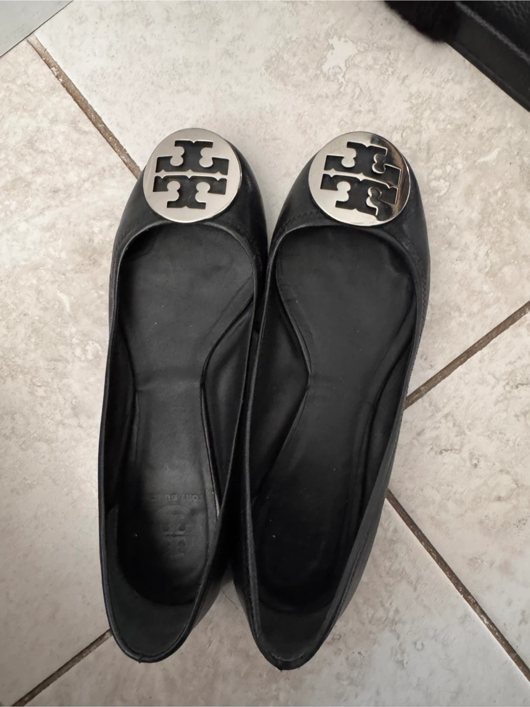 Tory Burch Black Leather Ballet Flats