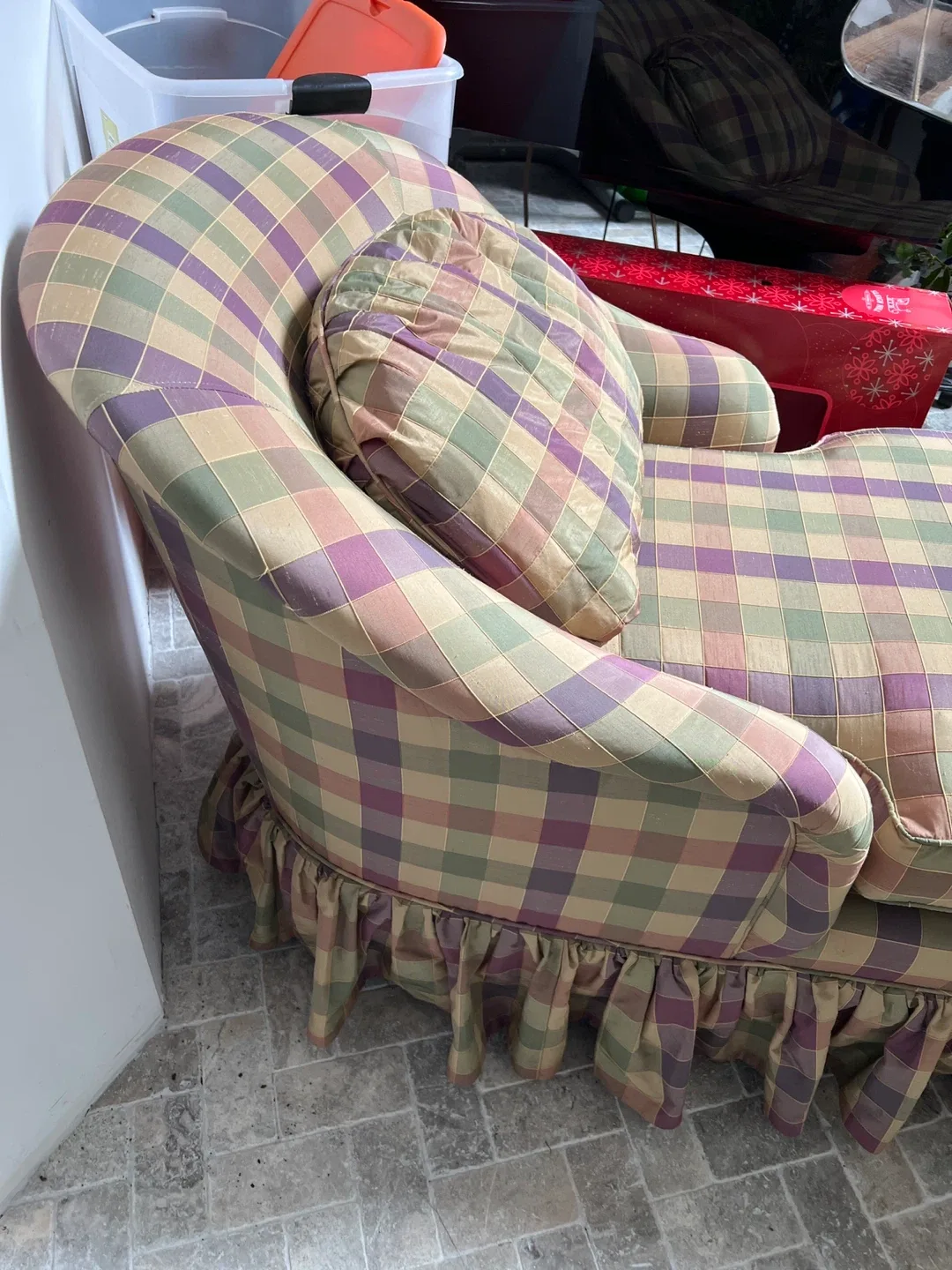Vintage Plaid Chaise Lounge Chair image indicator(4)