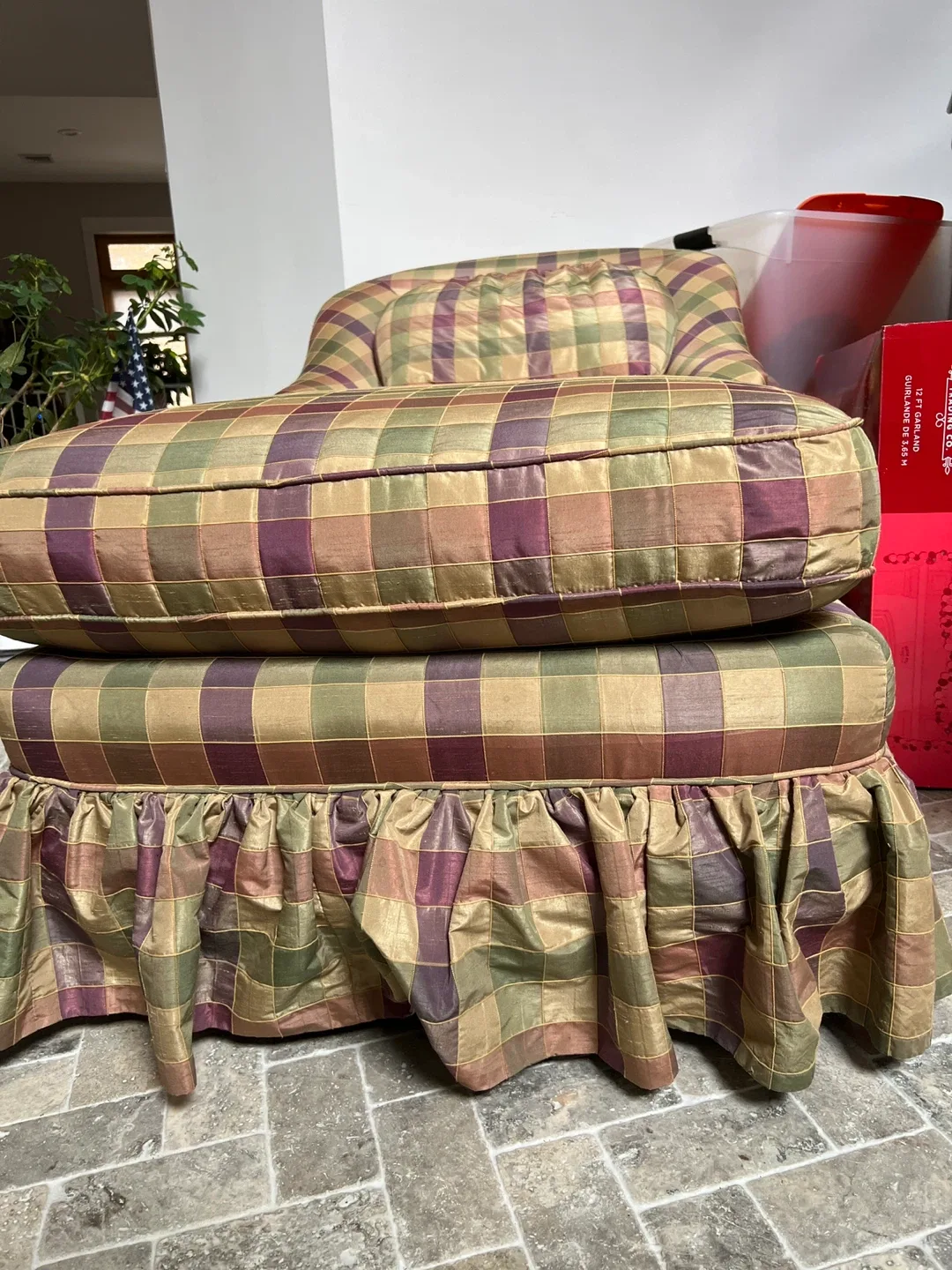 Vintage Plaid Chaise Lounge Chair image indicator(3)