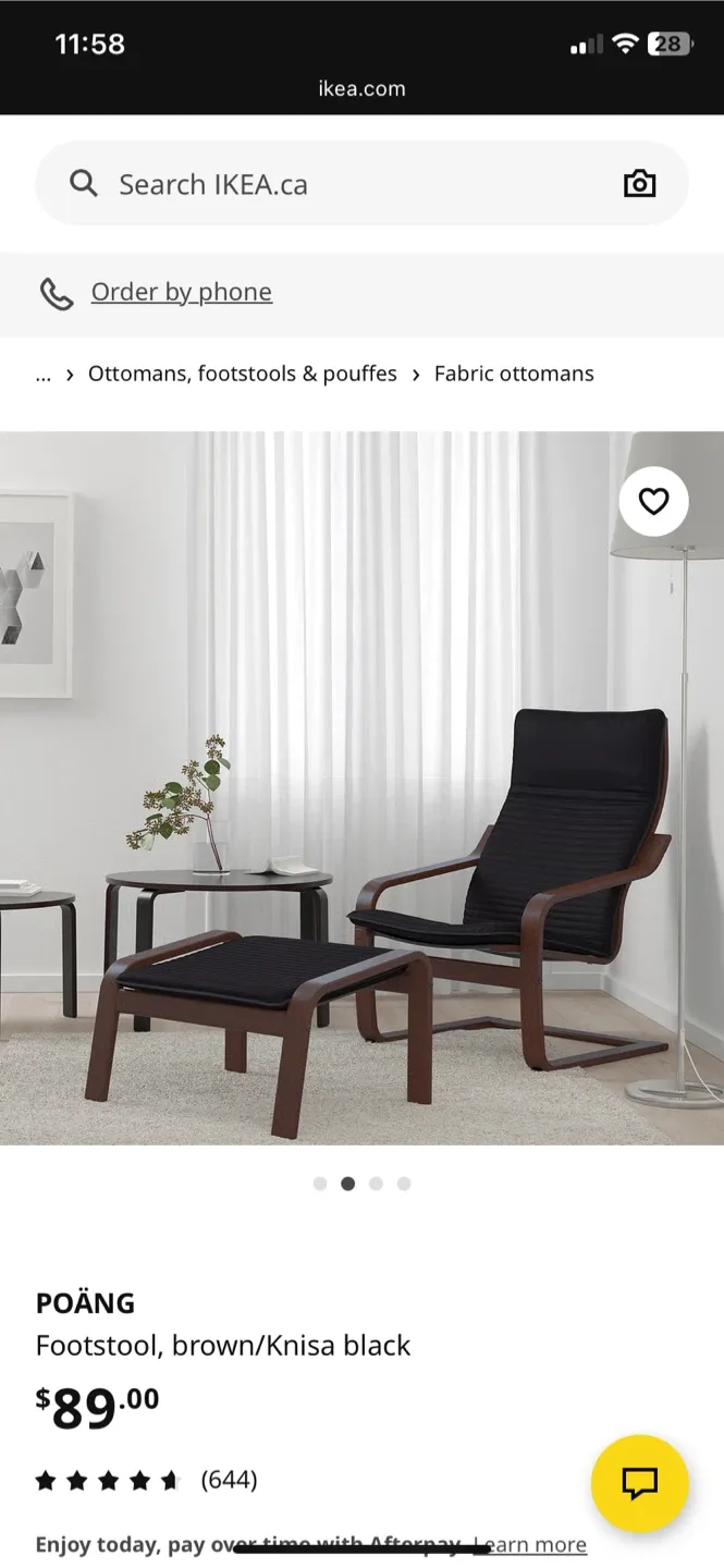 IKEA POÄNG Armchair & Footstool - Black-Brown/Knisa Black image indicator(2)