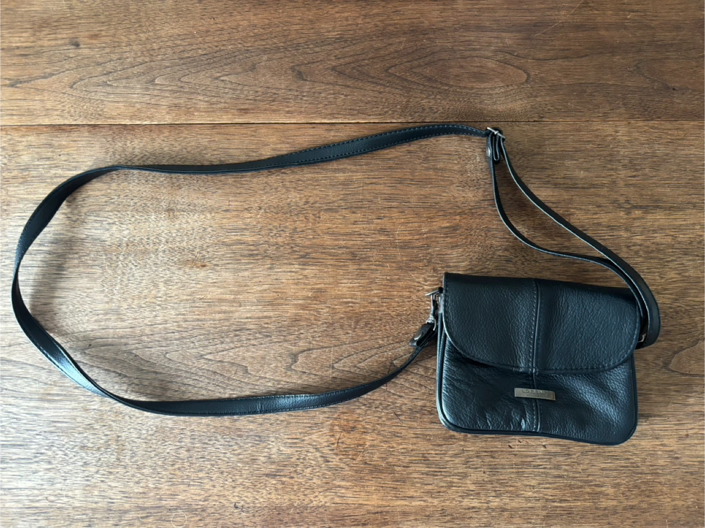 Vintage Lorenz Black Leather Crossbody Bag
