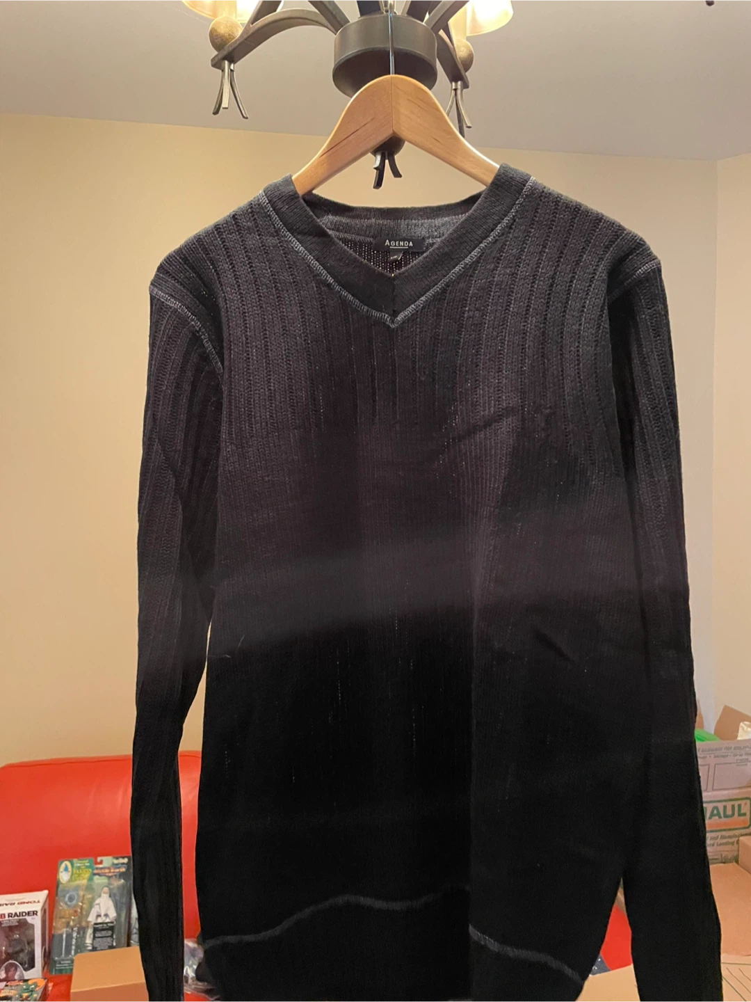 Agenda L/G Black V-Neck Sweater
