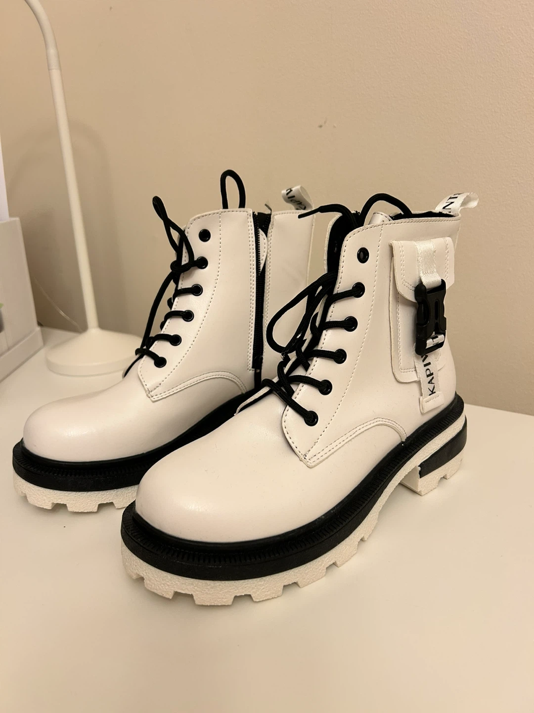 White Platform Boots - Size 40