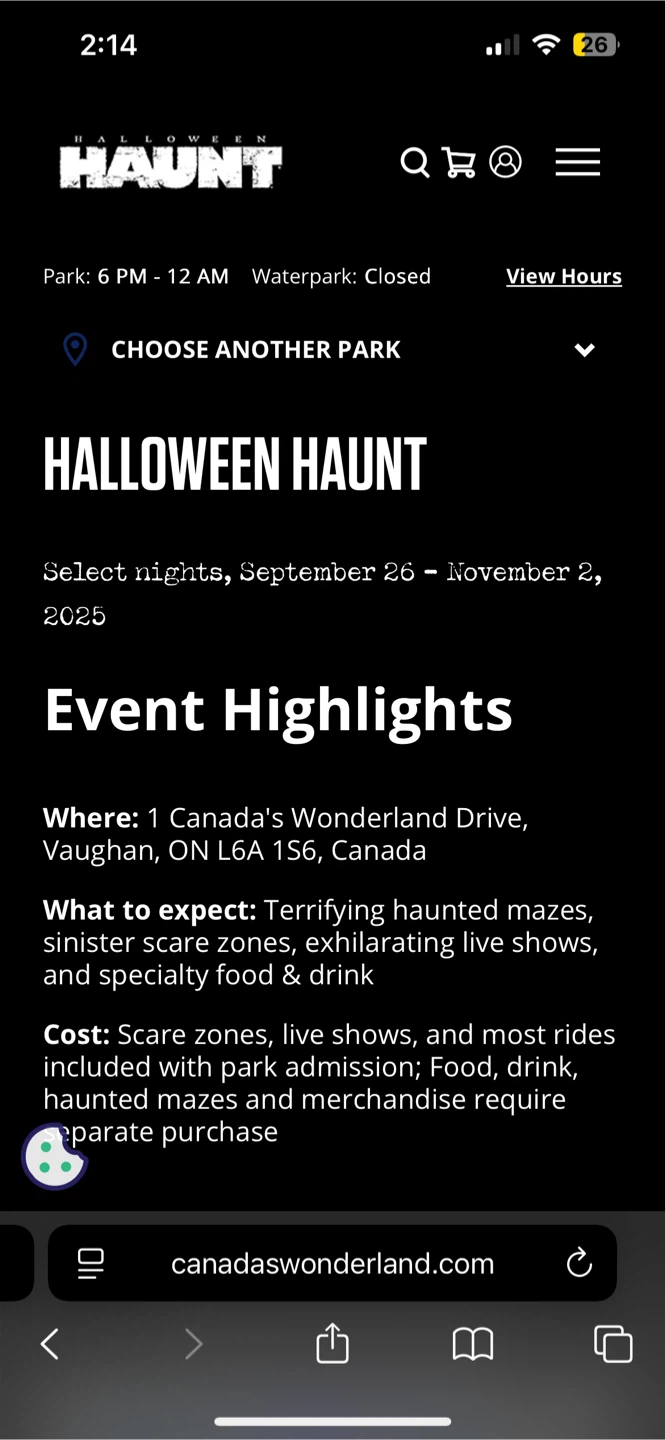 Canada's Wonderland Halloween Haunt Ticket