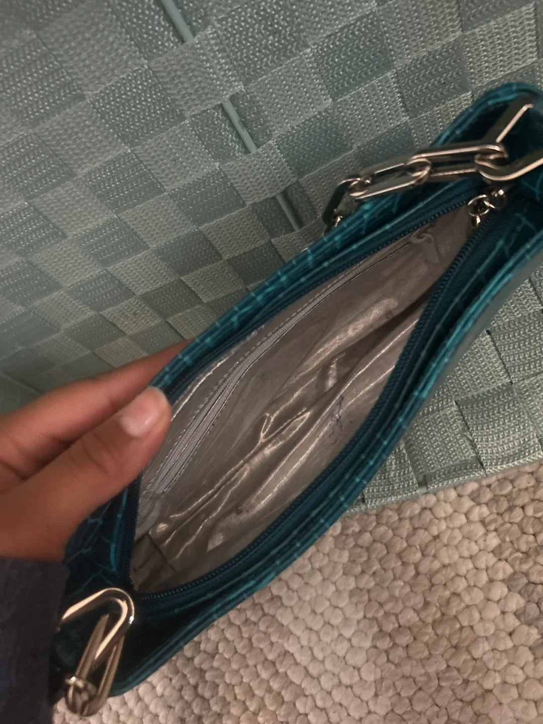 Guess Teal Croc Shoulder Bag image indicator(3)