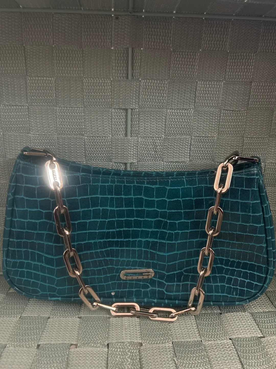 Guess Teal Croc Shoulder Bag thumbnail