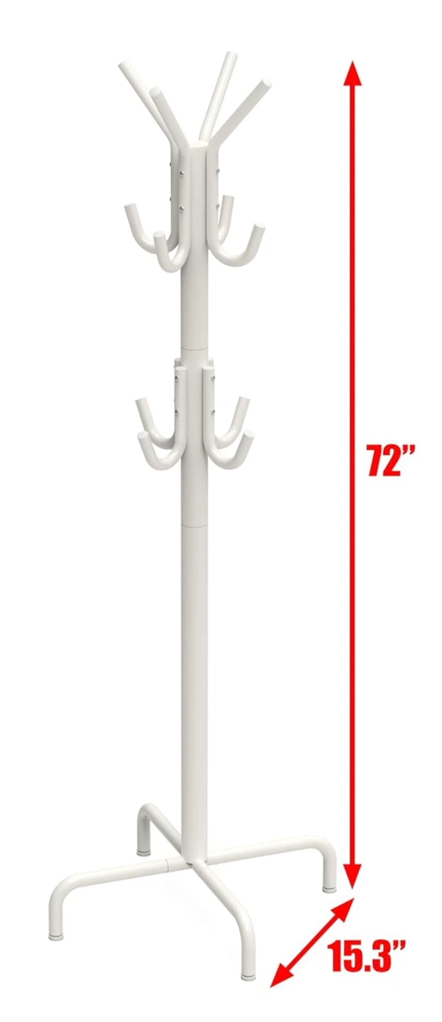 White Metal Coat Rack Stand, 72" Height - photo 2