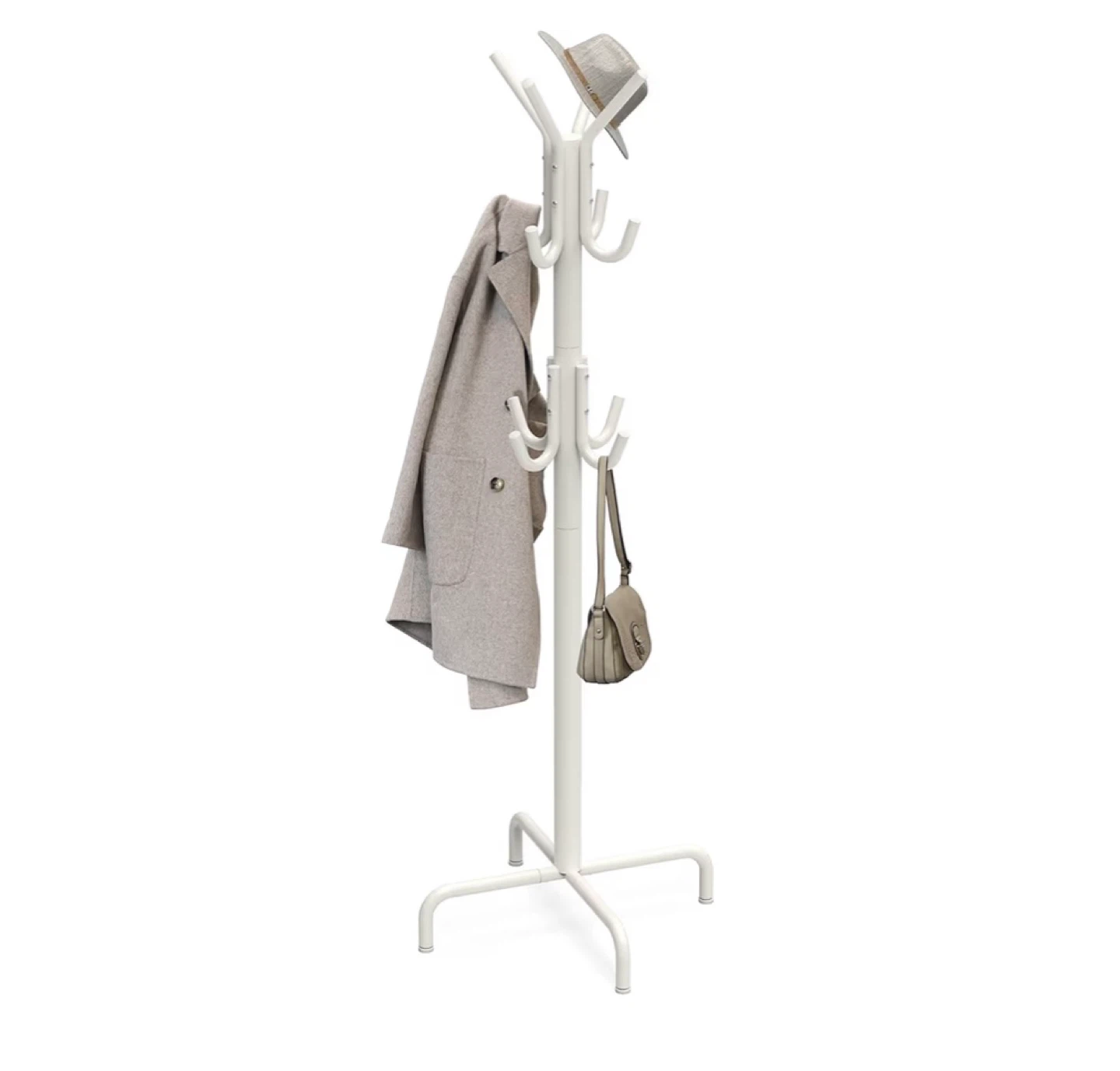 White Metal Coat Rack Stand, 72" Height