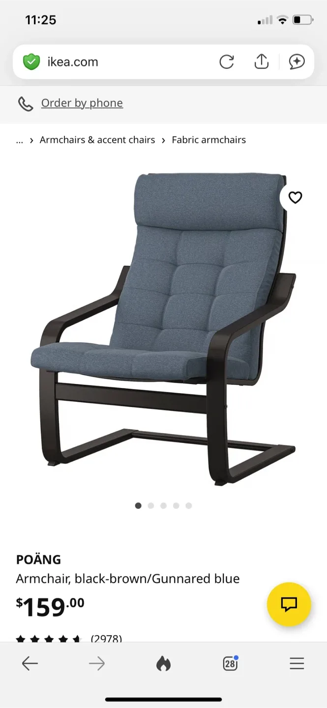 IKEA POÄNG Armchair - Black-Brown/Gunnared Blue image indicator(3)