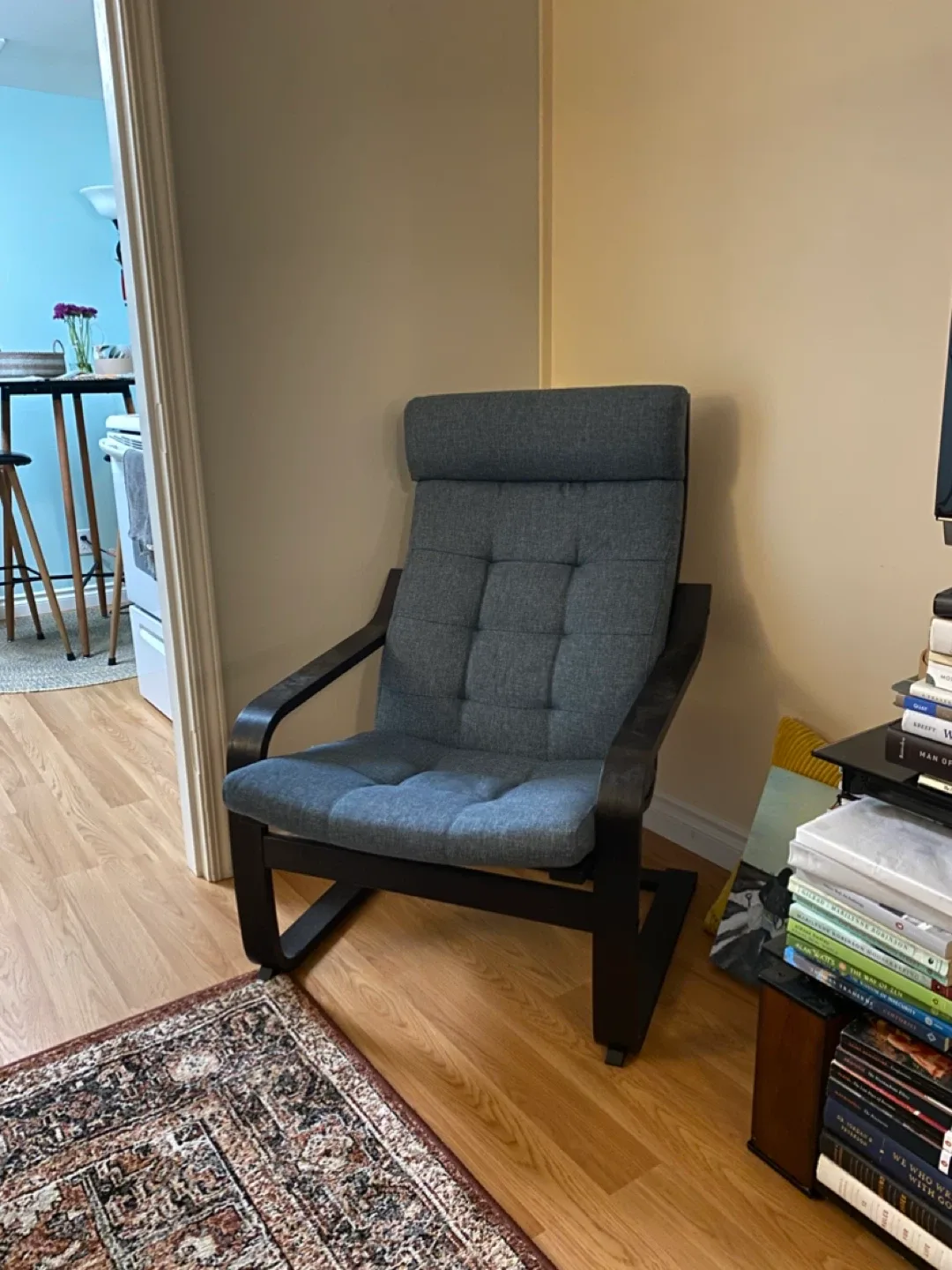 IKEA POÄNG Armchair - Black-Brown/Gunnared Blue image indicator(2)