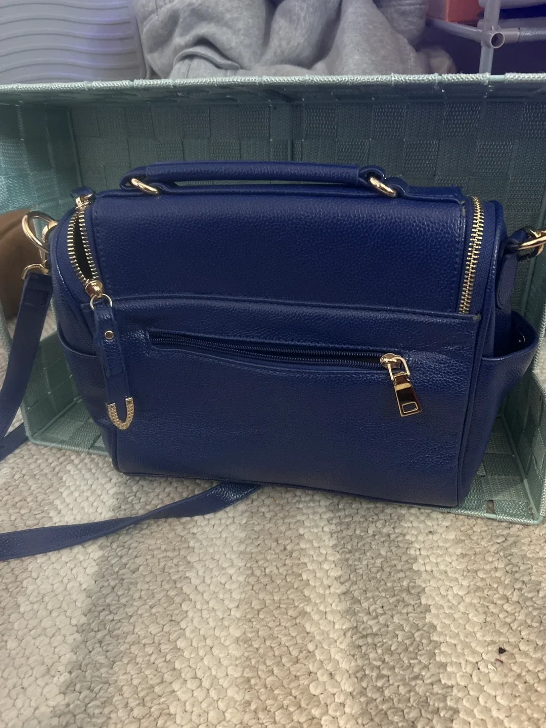 Blue Leather Crossbody Bag image indicator(2)