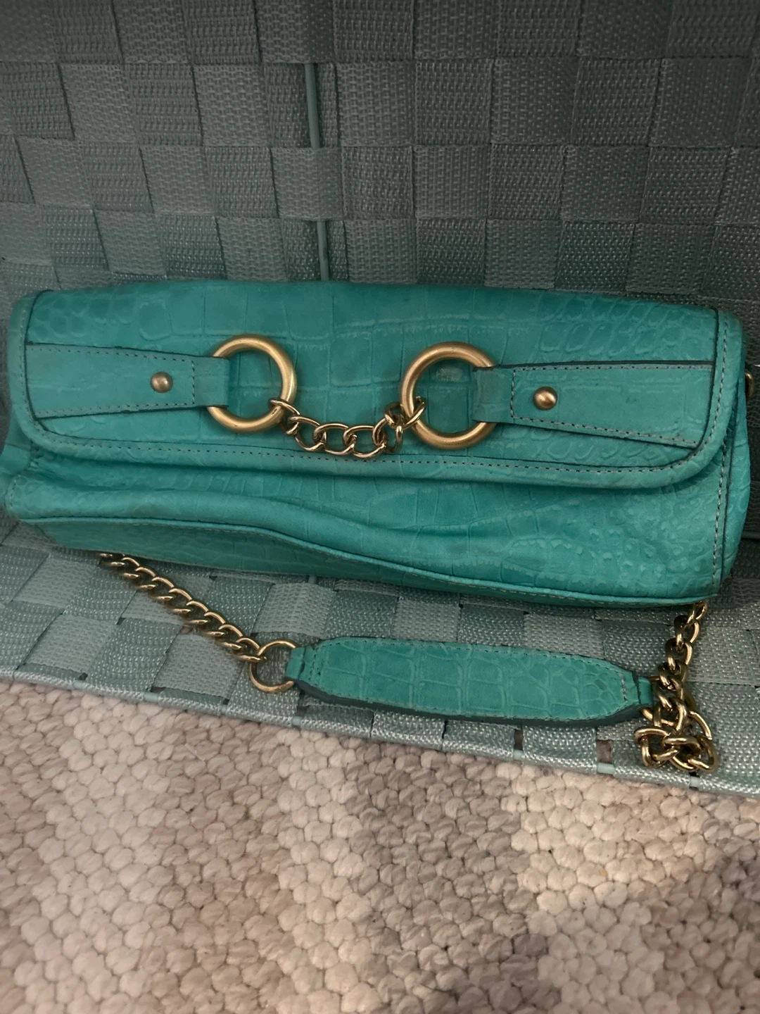 Nine West Turquoise Clutch with Chain