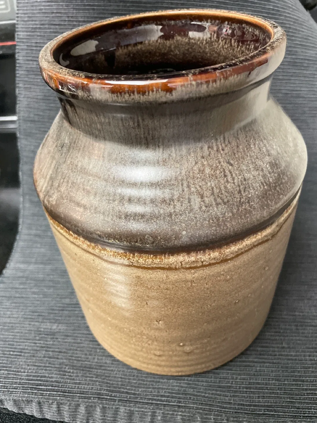 Vintage Brown Glazed Pottery Crock - Canada thumbnail