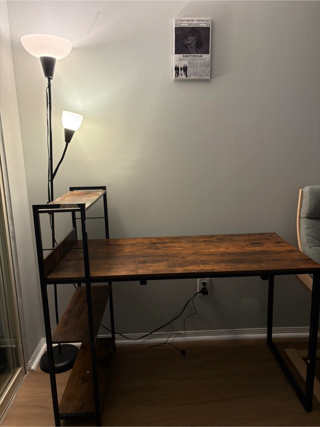 Industrial Style Desk with Shelves - Brown & Black - photo 2