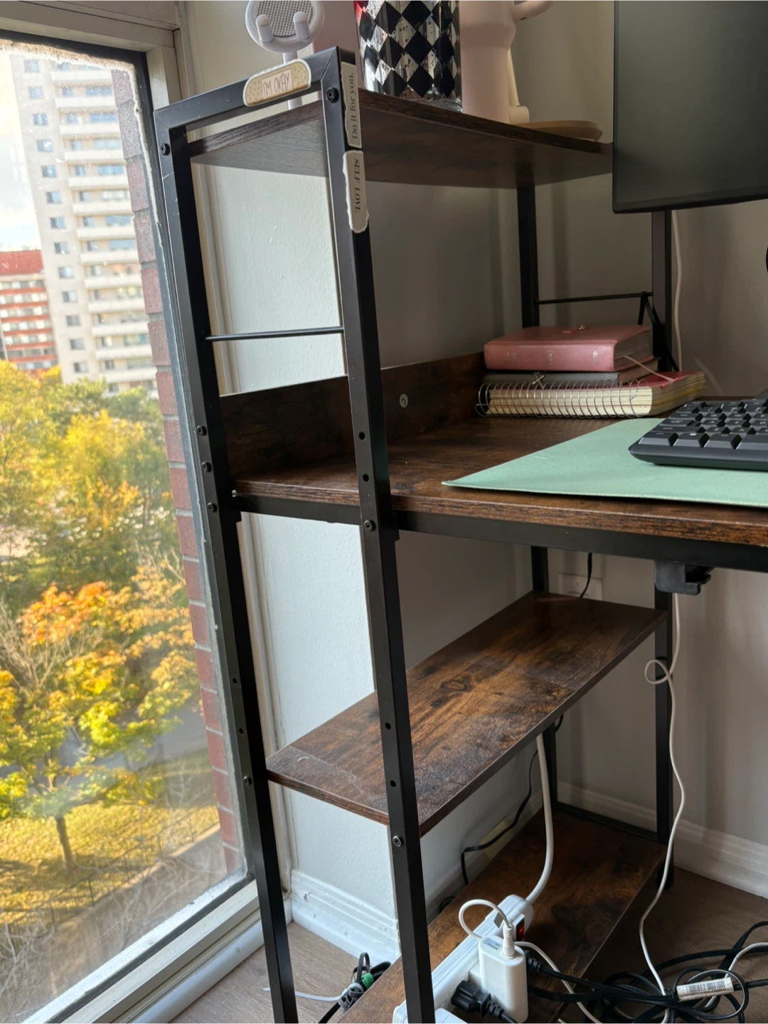 Industrial Style Desk with Shelves - Brown & Black - photo 4