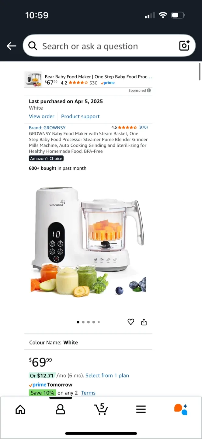 Grownsy Baby Food Maker w/ Steam Basket image indicator(3)