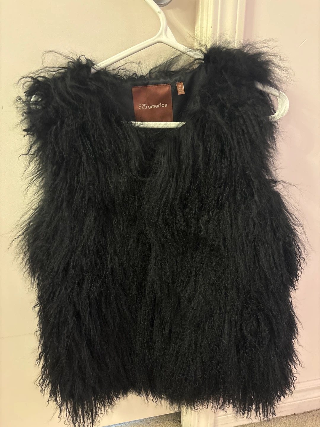 525 America Black Mongolian Lamb Fur Vest