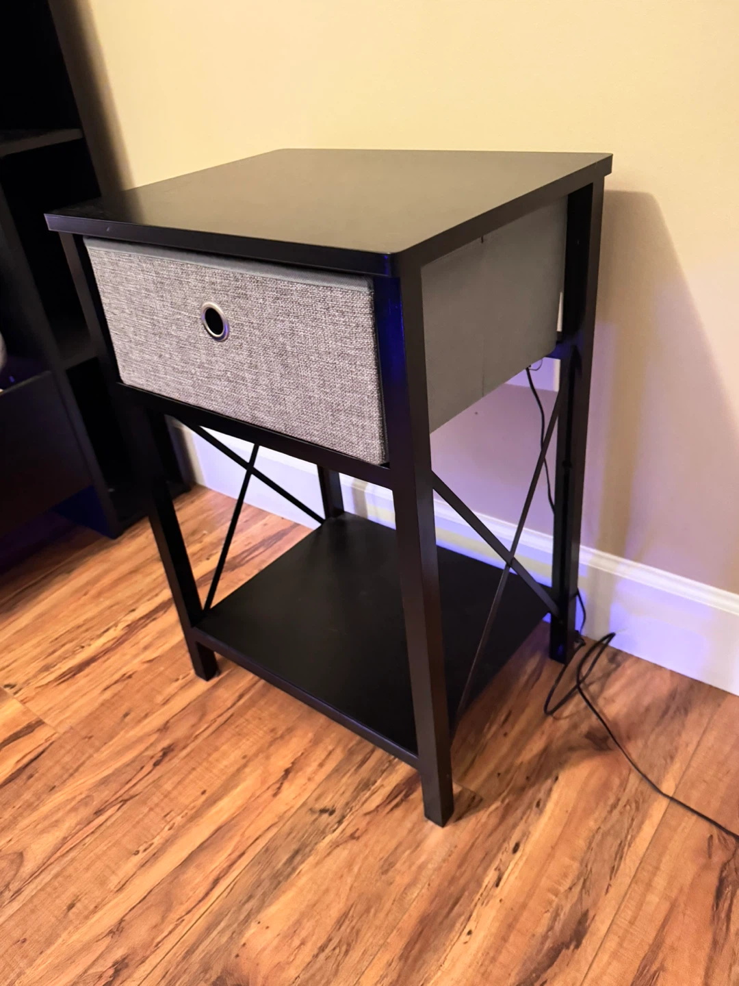 Black Nightstand with Drawer - photo 2