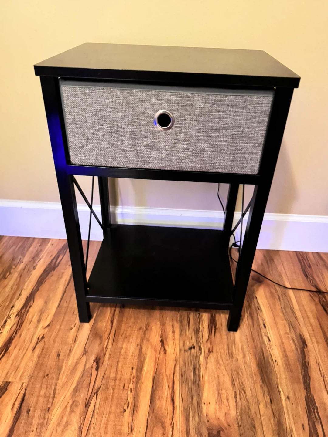 Black Nightstand with Drawer