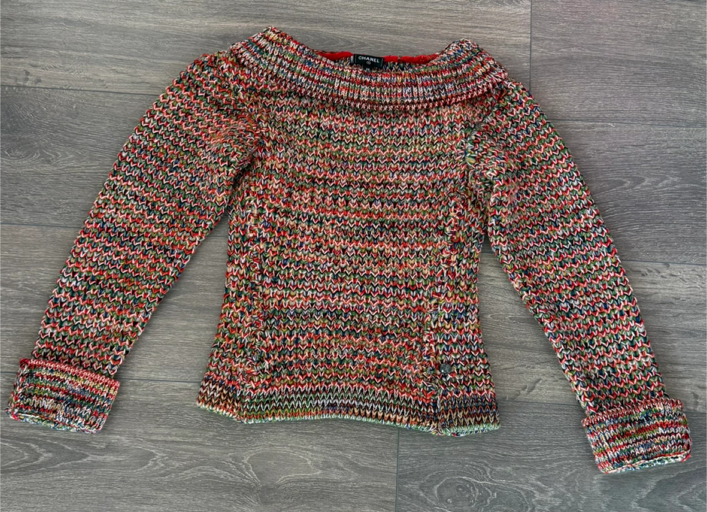 Authentic Chanel Multicolor Knit Sweater - Size 38