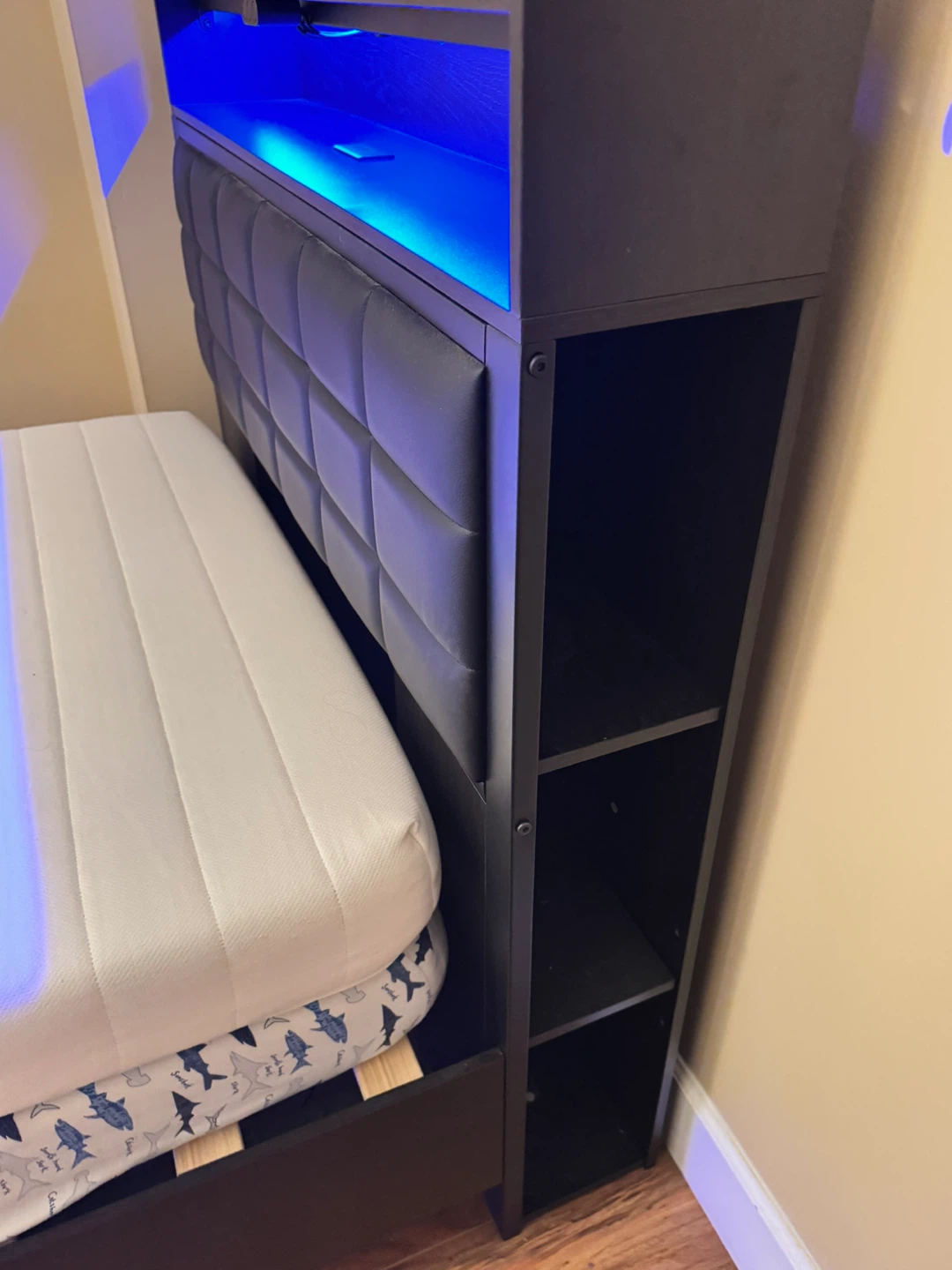 Black Twin Bed Frame with LED Lighting - photo 4