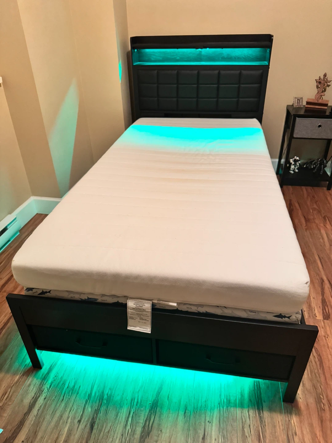 Black Twin Bed Frame with LED Lighting