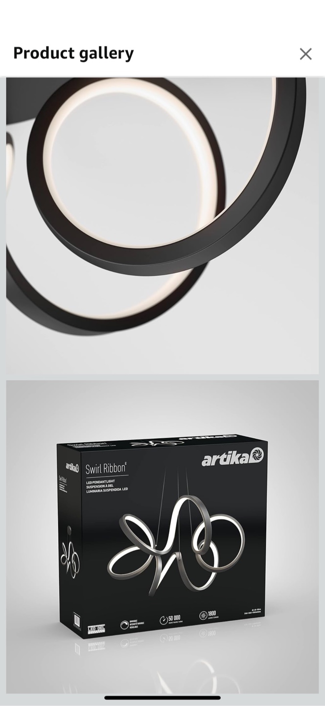 Artika Swirl Ribbon LED Pendant Light - Black - photo 2