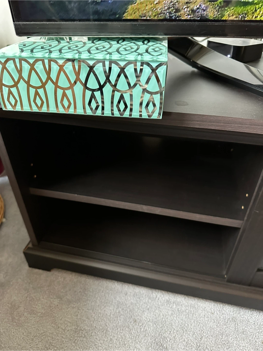 Dark Brown TV Stand with Glass Doors - photo 4