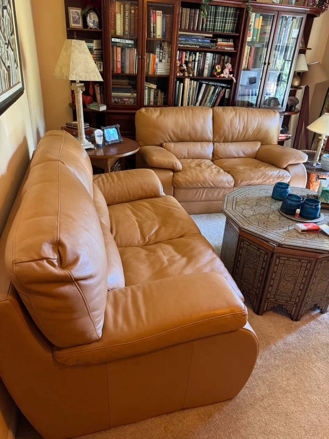 Leather love seat image indicator(4)